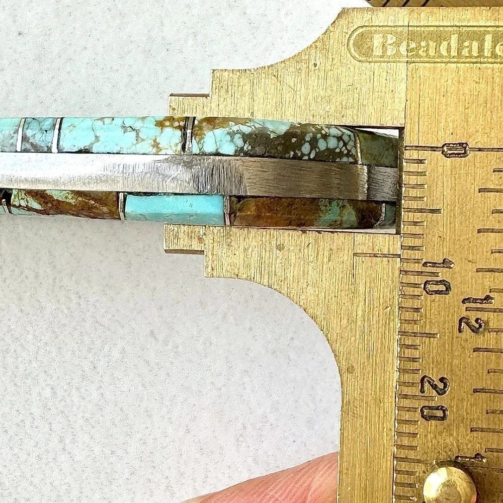 Native Amer Navajo Hunting Knife Number 8 Turquoise Francisco Drop Point Mosaic2
